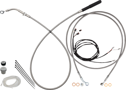 FAT BAGGERS INC. EZ Install Kit - 11"/12" Handlebars - Upper Clutch - Full Length - Braided Stainless Steel 219012