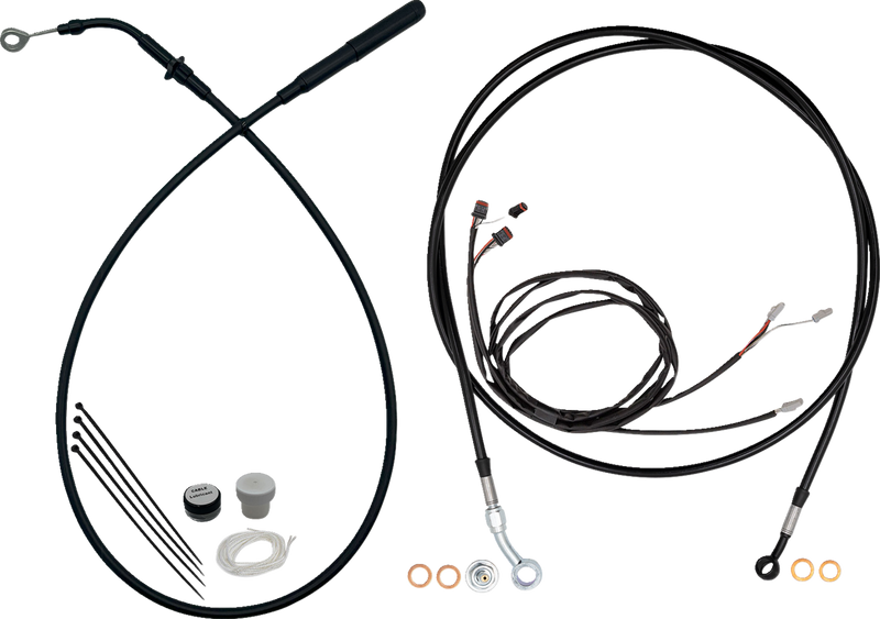 FAT BAGGERS INC. EZ Install Kit - 11"/12" Handlebars - Upper Clutch - Full Length - Black 219012-B