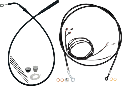 FAT BAGGERS INC. EZ Install Kit - 11"/12" Handlebars - Upper Clutch - Full Length - Black 219012-B