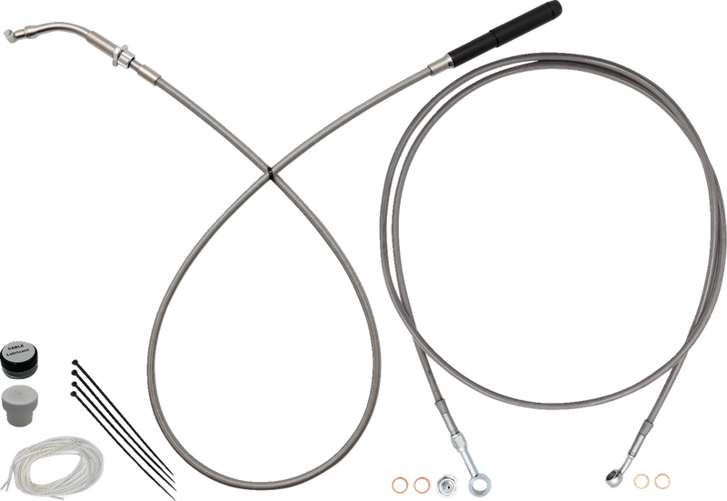 FAT BAGGERS INC. EZ Install Kit - 14" Handlebars - Upper Clutch - Full Length - Braided Stainless Steel 249914