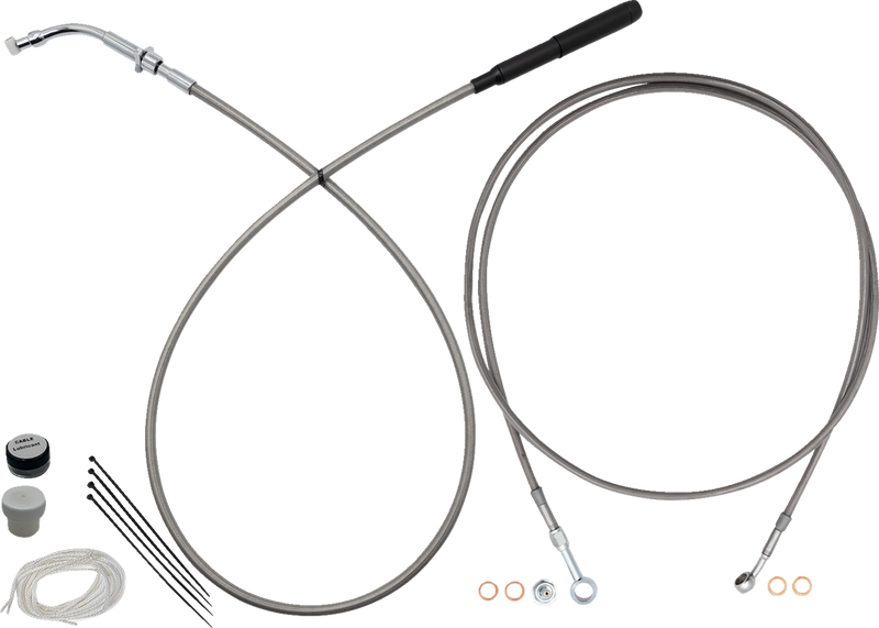 FAT BAGGERS INC. EZ Install Kit - 14" Handlebars - Upper Clutch - Full Length - Braided Stainless Steel/Chrome 249914-C