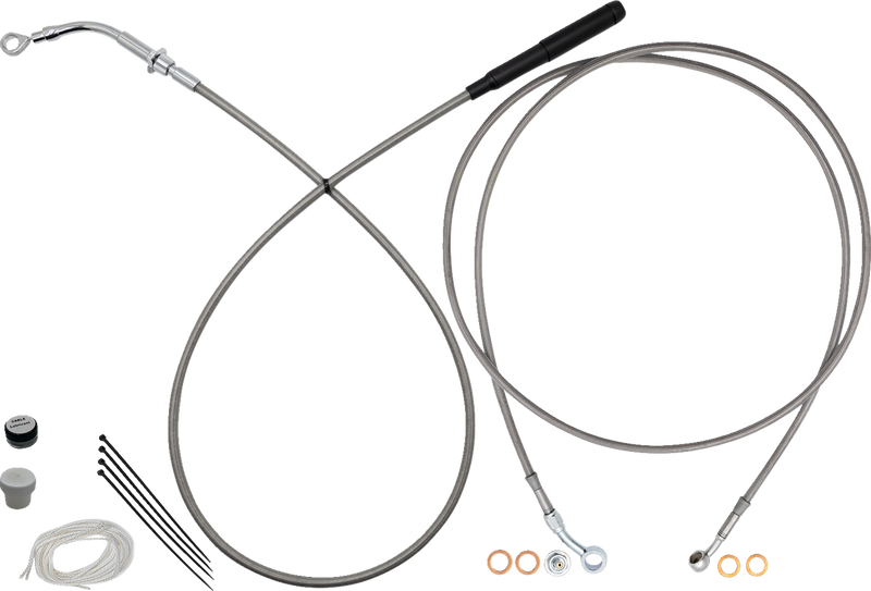 FAT BAGGERS INC. EZ Install Kit - 14" Handlebars - Upper Clutch - Full Length - Braided Stainless Steel/Chrome 219914-C