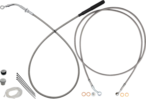 FAT BAGGERS INC. EZ Install Kit - 14" Handlebars - Upper Clutch - Full Length - Braided Stainless Steel/Chrome 219914-C