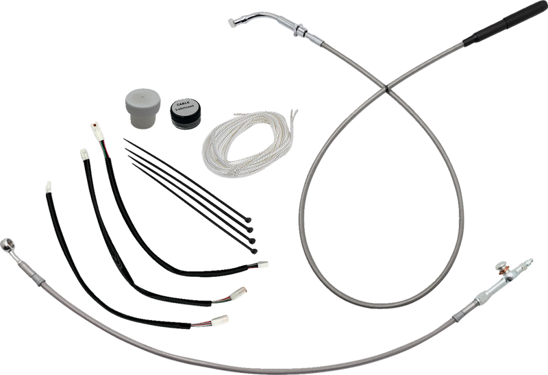 FAT BAGGERS INC. EZ Install Kit - 12" Handlebars - Upper Clutch - Braided Stainless Steel/Chrome 149012-C