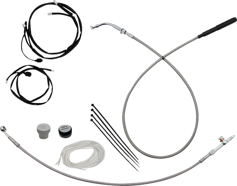 FAT BAGGERS INC. EZ Install Kit - 13"/14" Handlebars - Upper Clutch - Braided Stainless Steel/Chrome 149014-C