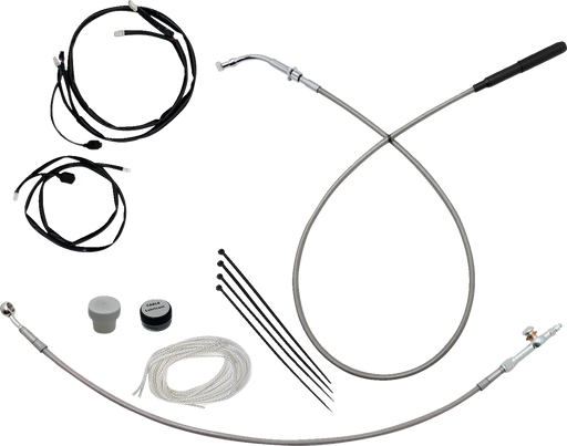 FAT BAGGERS INC. EZ Install Kit - 13"/14" Handlebars - Upper Clutch - Braided Stainless Steel/Chrome 149014-C