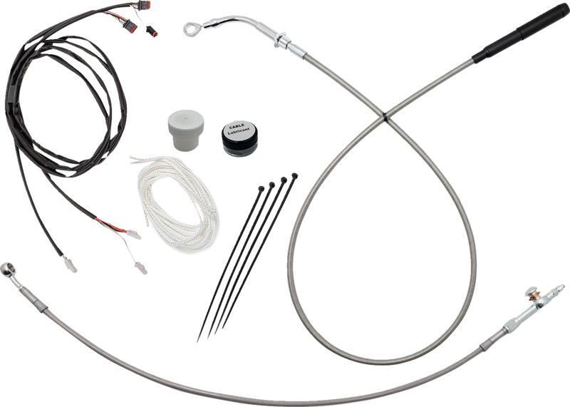 FAT BAGGERS INC. EZ Install Kit - 13"/14" Handlebars - Upper Clutch - Braided Stainless Steel/Chrome 119014-C