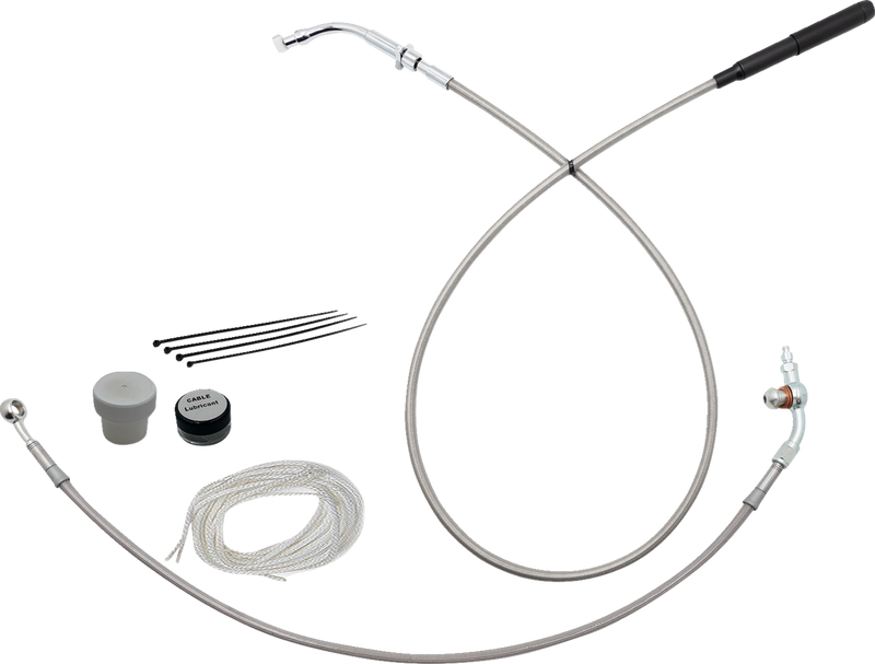 FAT BAGGERS INC. EZ Install Kit - 14" Handlebars - Upper Clutch - Braided Stainless Steel/Chrome 149914-C