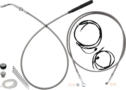 FAT BAGGERS INC. EZ Install Kit - 16" Handlebars - Upper Clutch - Full Length - Braided Stainless Steel/Chrome 249016-C