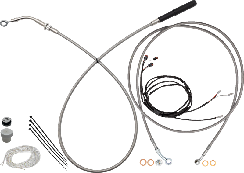 FAT BAGGERS INC. EZ Install Kit - 16" Handlebars - Upper Clutch - Full Length - Braided Stainless Steel 219016