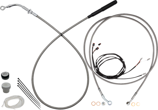 FAT BAGGERS INC. EZ Install Kit - 16" Handlebars - Upper Clutch - Full Length - Braided Stainless Steel/Chrome 219016-C