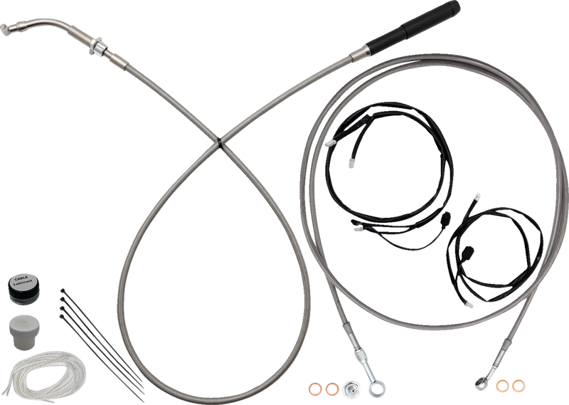 FAT BAGGERS INC. EZ Install Kit - 16" Handlebars - Upper Clutch - Full Length - Braided Stainless Steel 249916