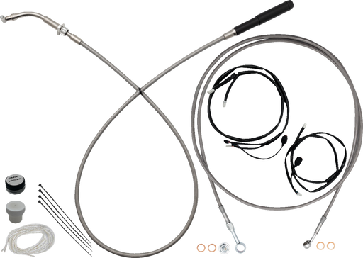 FAT BAGGERS INC. EZ Install Kit - 16" Handlebars - Upper Clutch - Full Length - Braided Stainless Steel 249916
