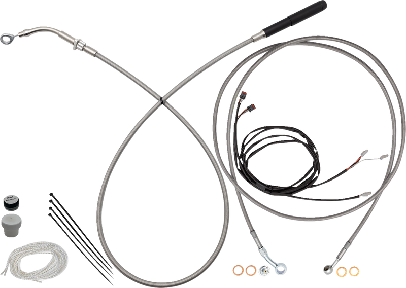 FAT BAGGERS INC. EZ Install Kit - 16" Handlebars - Upper Clutch - Full Length - Braided Stainless Steel 219916