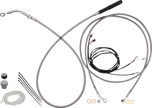 FAT BAGGERS INC. EZ Install Kit - 16" Handlebars - Upper Clutch - Full Length - Braided Stainless Steel 219916