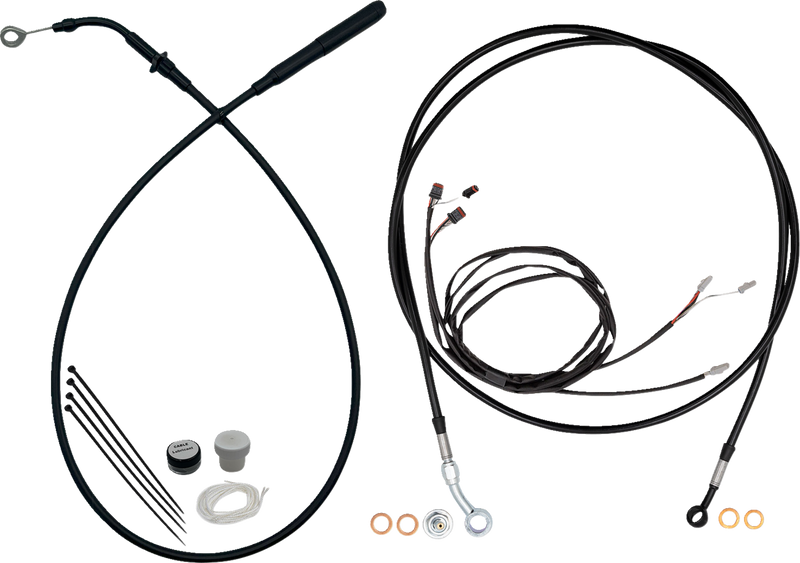 FAT BAGGERS INC. EZ Install Kit - 16" Handlebars - Upper Clutch - Full Length - Black 219916-B