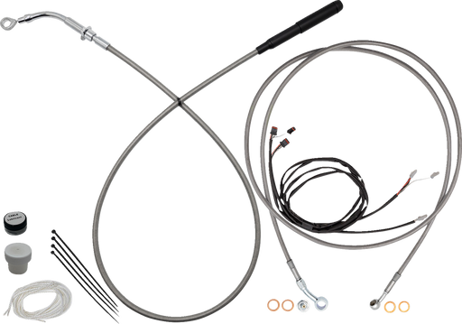 FAT BAGGERS INC. EZ Install Kit - 16" Handlebars - Upper Clutch - Full Length - Braided Stainless Steel/Chrome 219916-C