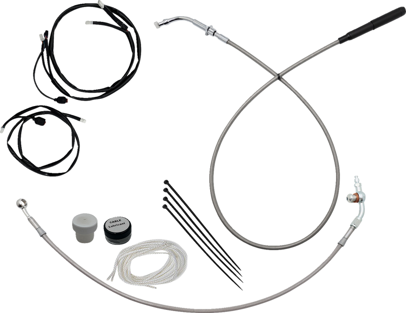 FAT BAGGERS INC. EZ Install Kit - 16" Handlebars - Upper Clutch - Braided Stainless Steel/Chrome 149916-C