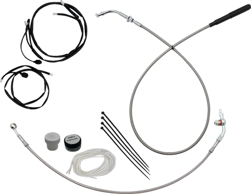 FAT BAGGERS INC. EZ Install Kit - 18" Handlebars - Upper Clutch - Braided Stainless Steel/Chrome 149918-C