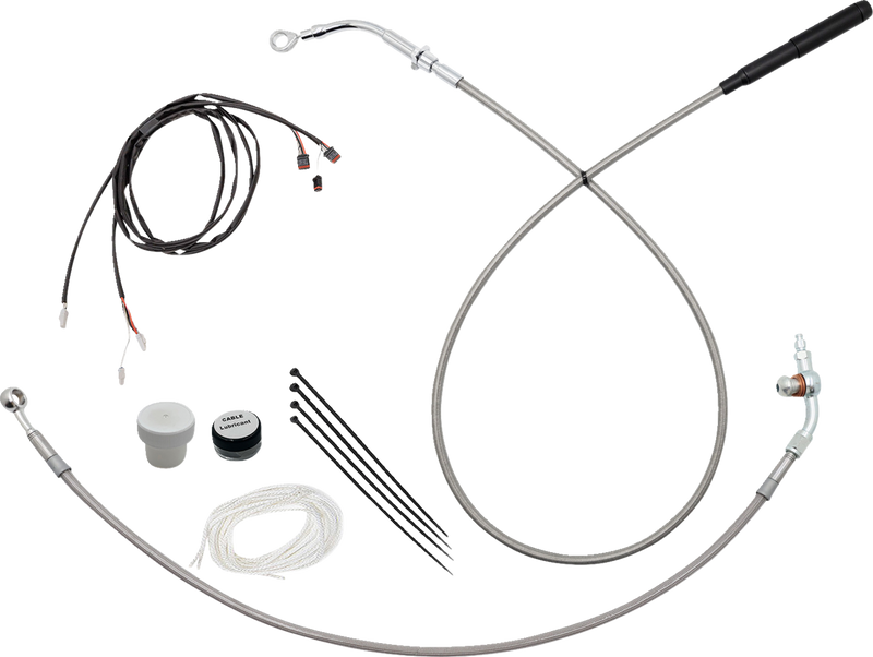 FAT BAGGERS INC. EZ Install Kit - 18" Handlebars - Upper Clutch - Braided Stainless Steel/Chrome 119918-C