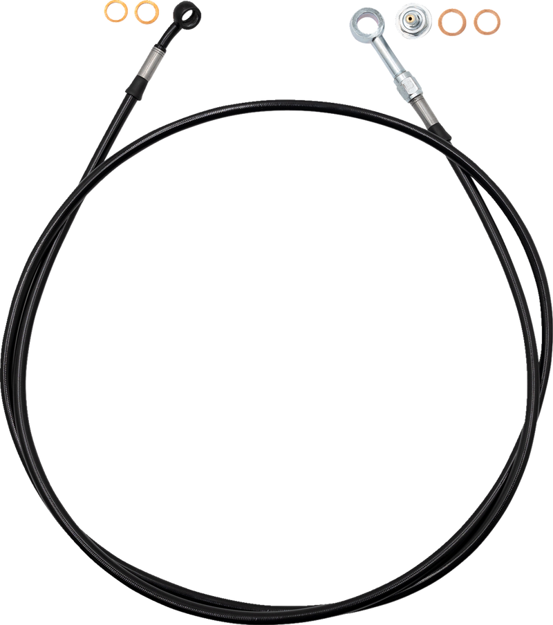 FAT BAGGERS INC. EZ Install Brake Line - 65" - Black Braid 100065-B