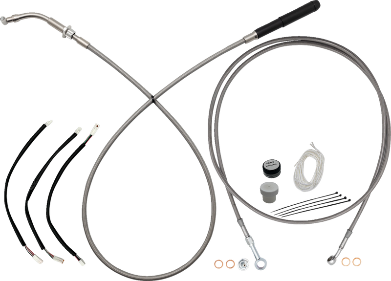 FAT BAGGERS INC. EZ Install Kit - 11" Handlebars - Upper Clutch - Full Length - Braided Stainless Steel 249011