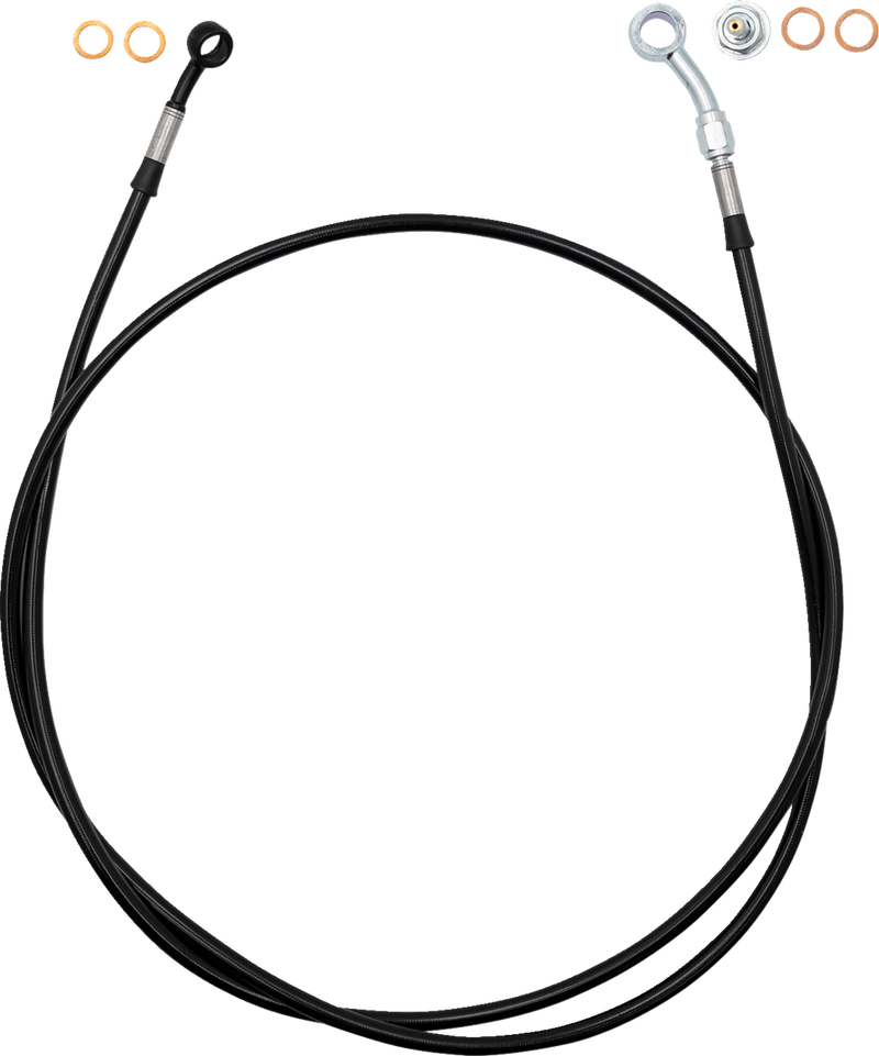 FAT BAGGERS INC. EZ Install Brake Line - 65" - Black Braid 110065-B