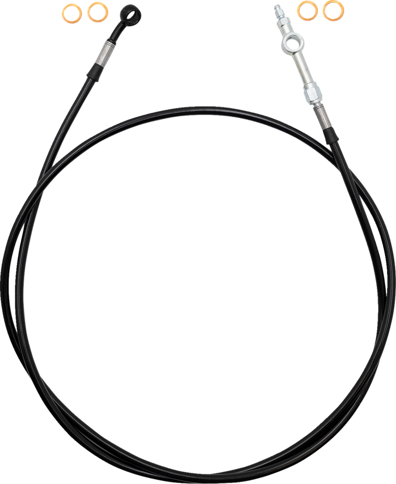 FAT BAGGERS INC. EZ Install Brake Line - 63" - Black Braid 120063-B