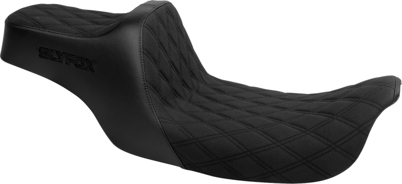 SLYFOX High Noon Seat - Double Diamond - Black Logo - Black Stitch - FLH/FLT '97-'07 4702C-SlyFox