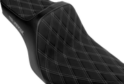 SLYFOX High Noon Seat - Double Diamond - Silver Logo - Silver Stitch - FLH/FLT '97-'07 4702D-SlyFox