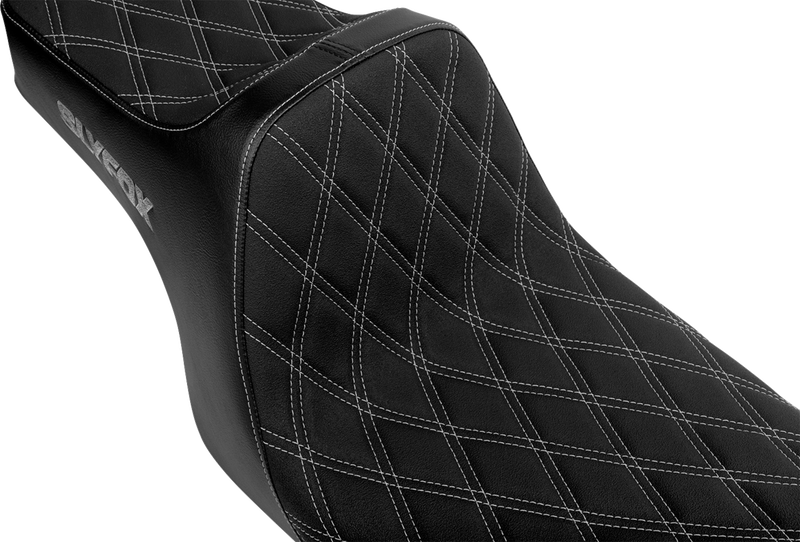 SLYFOX High Noon Seat - Double Diamond - Silver Logo - Silver Stitch - FLH/FLT '97-'07 4702D-SlyFox