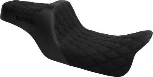 SLYFOX High Noon Seat - Double Diamond - Black Logo - Black Stitch - FLH/FLT '08-'25 4710C-SlyFox