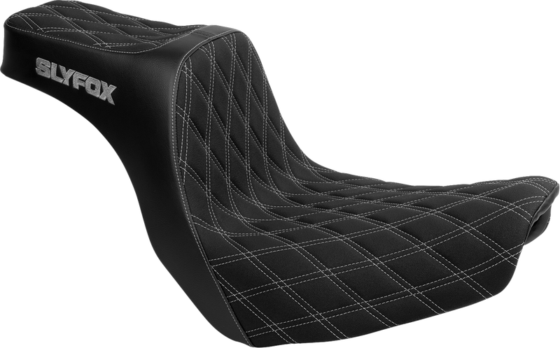 SLYFOX High Noon Seat - Double Diamond - Silver Logo - Silver Stitch - FL/FX '18-'25 4701D-SlyFox