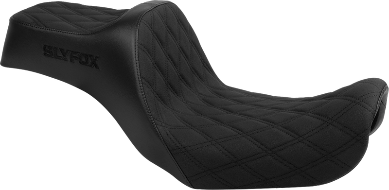 SLYFOX High Noon Seat - Double Diamond - Black Logo - Black Stitch - FXD/FLD '06-'17 4694C-SlyFox