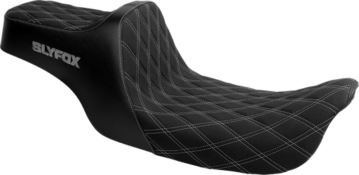 SLYFOX High Noon Seat - Double Diamond - Silver Logo - Silver Stitch - FXD/FLD '06-'17 4694D-SlyFox