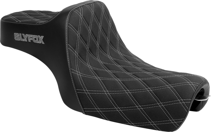 SLYFOX High Noon Seat - Double Diamond - Silver Logo - Silver Stitch - XL '04-'22 4709D-SlyFox