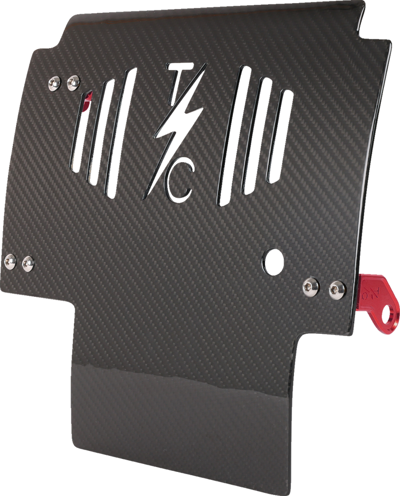THRASHIN SUPPLY CO. Skid Plate - Carbon Fiber/Gloss - With Red Brackets - FLHX/FLTRX TSC-3034-2