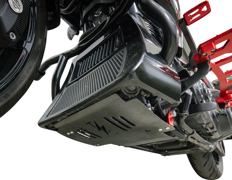 THRASHIN SUPPLY CO. Skid Plate - Carbon Fiber/Gloss - With Red Brackets - FLHX/FLTRX TSC-3034-2