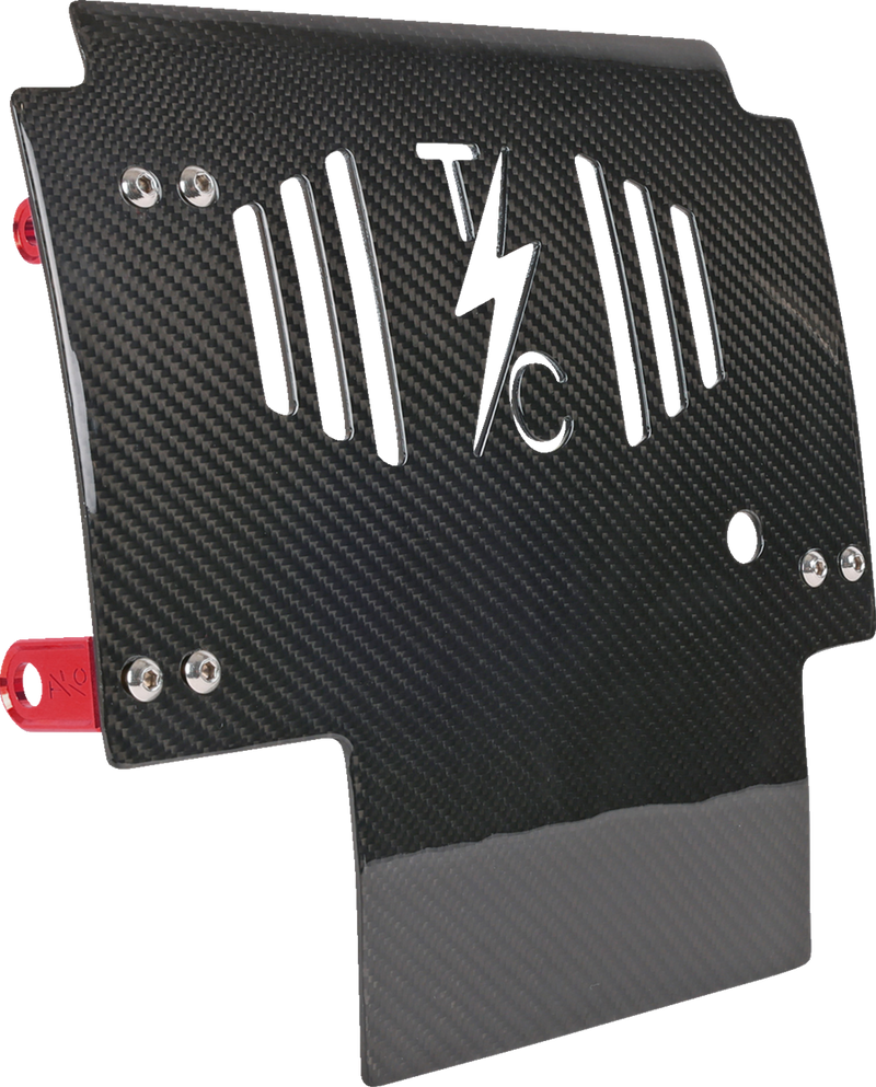 THRASHIN SUPPLY CO. Skid Plate - Carbon Fiber/Gloss - With Red Brackets - FLHX/FLTRX TSC-3034-2