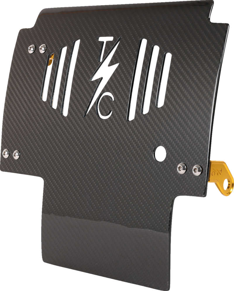 THRASHIN SUPPLY CO. Skid Plate - Carbon Fiber/Gloss - With Gold Brackets - FLHX/FLTRX TSC-3034-5