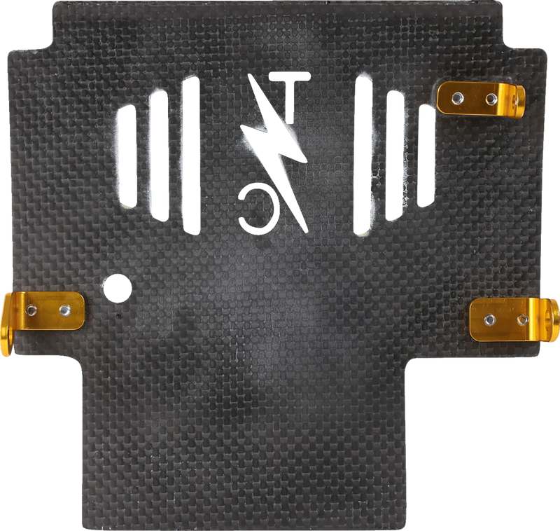 THRASHIN SUPPLY CO. Skid Plate - Carbon Fiber/Gloss - With Gold Brackets - FLHX/FLTRX TSC-3034-5