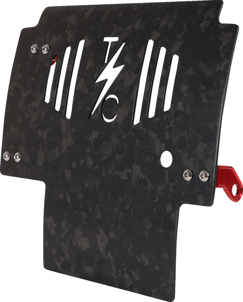 THRASHIN SUPPLY CO. Skid Plate - Carbon Fiber/Forged - With Red Brackets - FLHX/FLTRX TSC-3035-2