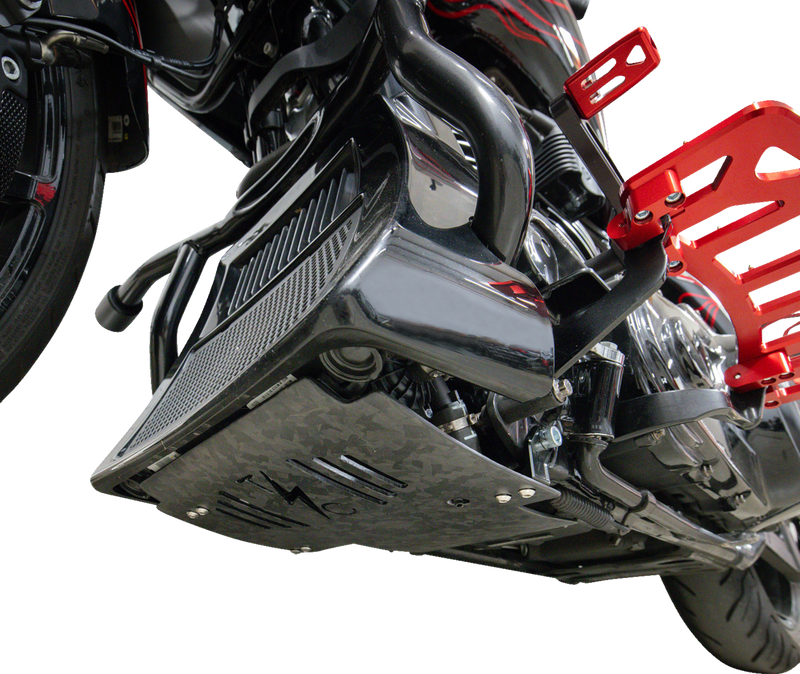THRASHIN SUPPLY CO. Skid Plate - Carbon Fiber/Forged - With Black Brackets - FLHX/FLTRX TSC-3035-1