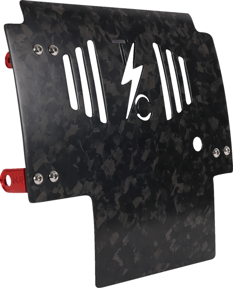THRASHIN SUPPLY CO. Skid Plate - Carbon Fiber/Forged - With Red Brackets - FLHX/FLTRX TSC-3035-2