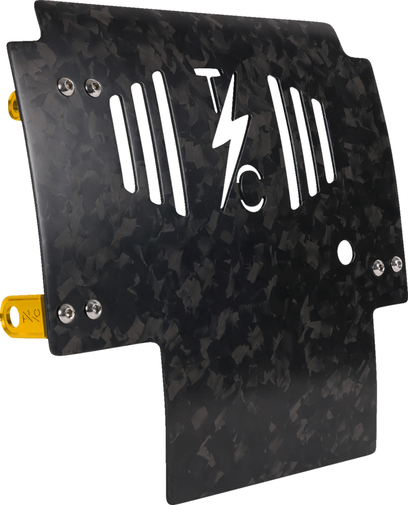 THRASHIN SUPPLY CO. Skid Plate - Carbon Fiber/Forged - With Gold Brackets - FLHX/FLTRX TSC-3035-5
