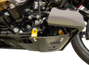 THRASHIN SUPPLY CO. Skid Plate - Carbon Fiber/Gloss - With Gold Brackets - FLHX/FLTRX TSC-3034-5