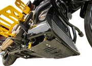 THRASHIN SUPPLY CO. Skid Plate - Carbon Fiber/Forged - With Gold Brackets - FLHX/FLTRX TSC-3035-5