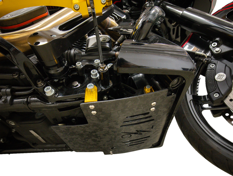 THRASHIN SUPPLY CO. Skid Plate - Carbon Fiber/Forged - With Gold Brackets - FLHX/FLTRX TSC-3035-5