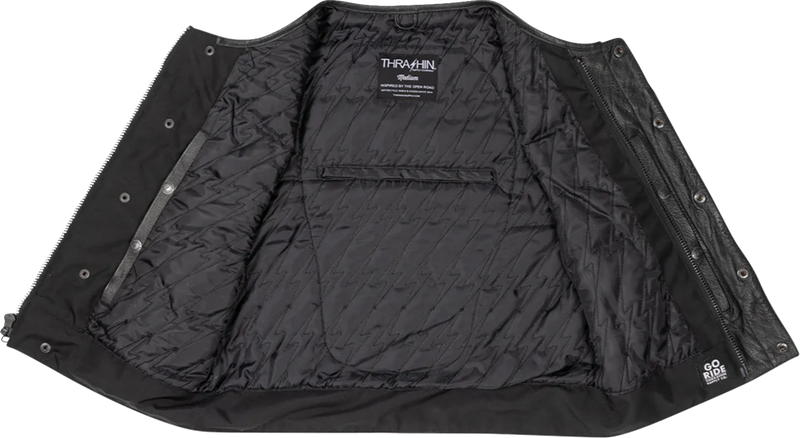 THRASHIN SUPPLY CO. Encinal Leather Shorty Riding Vest - Black - Small TMJ-17-08