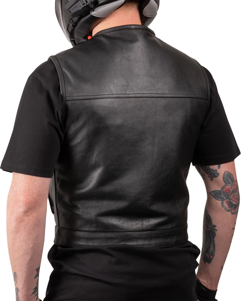 THRASHIN SUPPLY CO. Encinal Leather Shorty Riding Vest - Black - Small TMJ-17-08